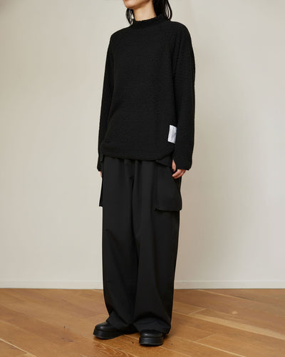 High stretch taffeta gathered pants - black