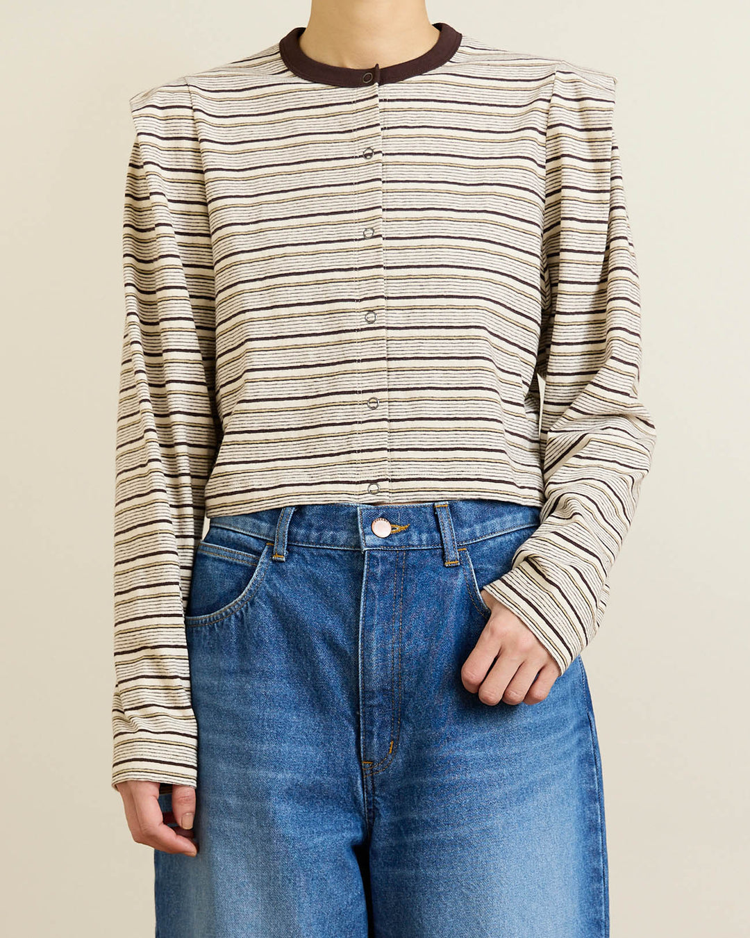 PHEENY | Multi-Border Tucked Shoulder Cardigan - yellow – FAB4