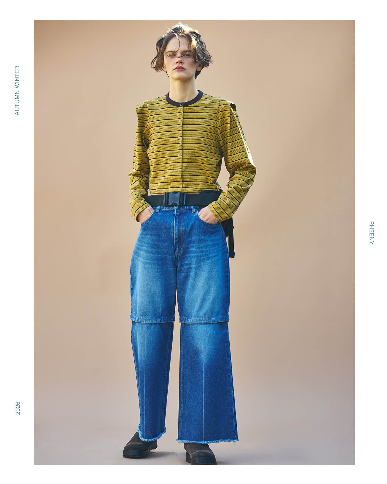 PHEENY | Multi-Border Tucked Shoulder Cardigan - yellow – FAB4