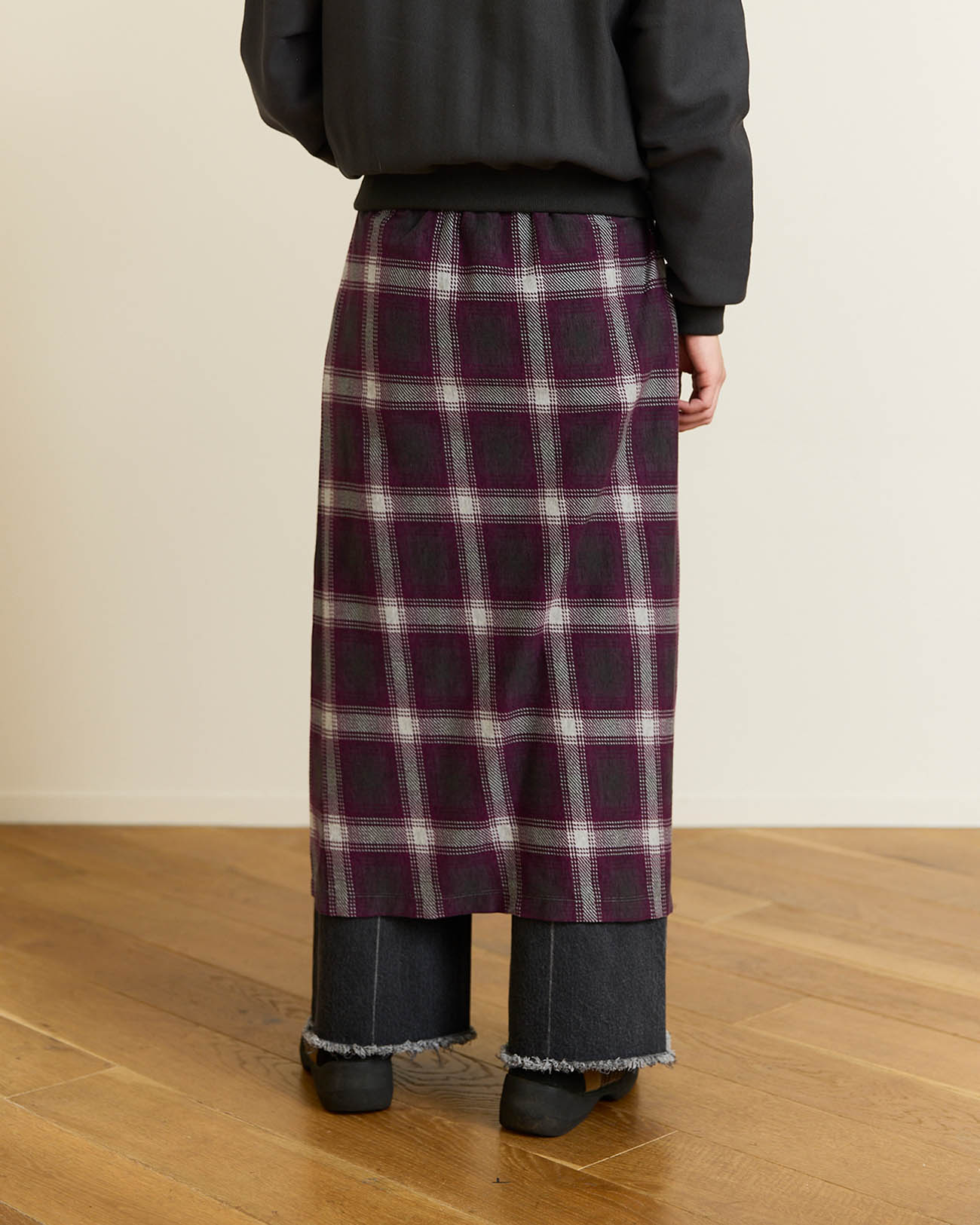 PHEENY | Ombre Check Draped Skirt - purple – FAB4 ONLINE STORE