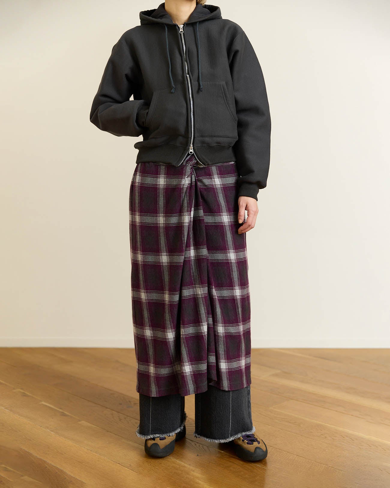 PHEENY | Ombre Check Draped Skirt - purple – FAB4 ONLINE STORE