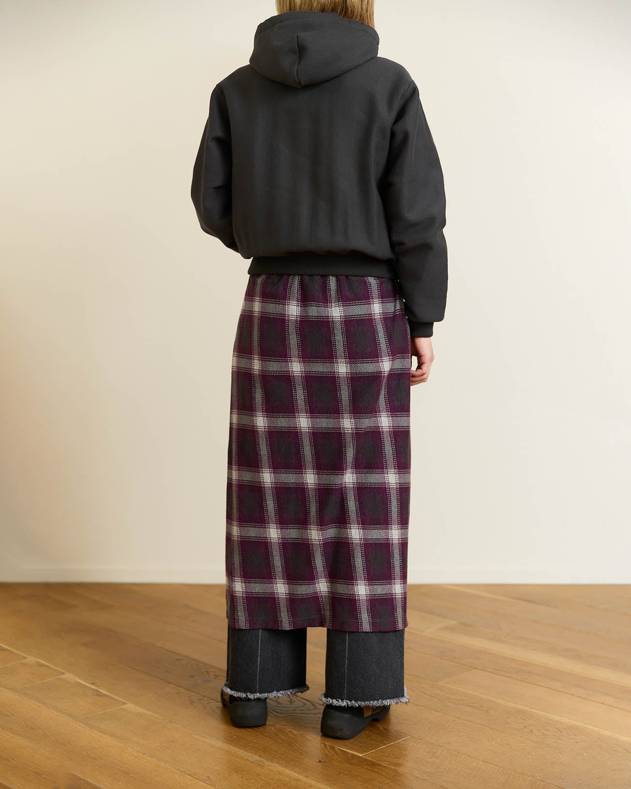 PHEENY | Ombre Check Draped Skirt - purple – FAB4 ONLINE STORE
