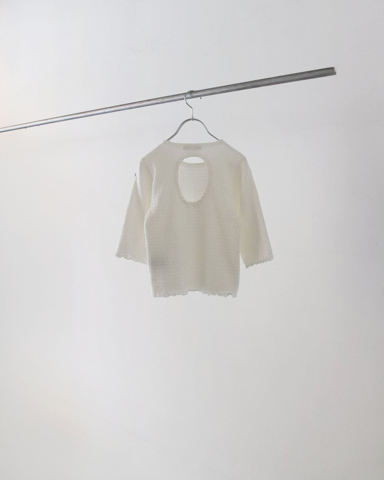 Cotton shirring S/S - white