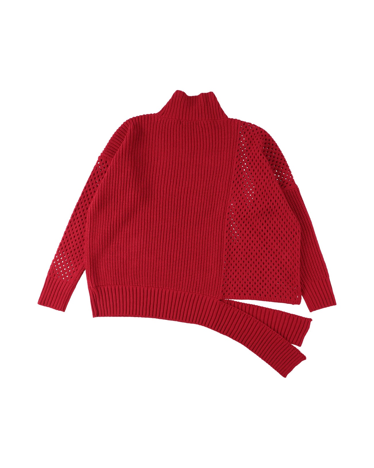 sulvam | Mesh asymmetry knit - red – FAB4 ONLINE STORE