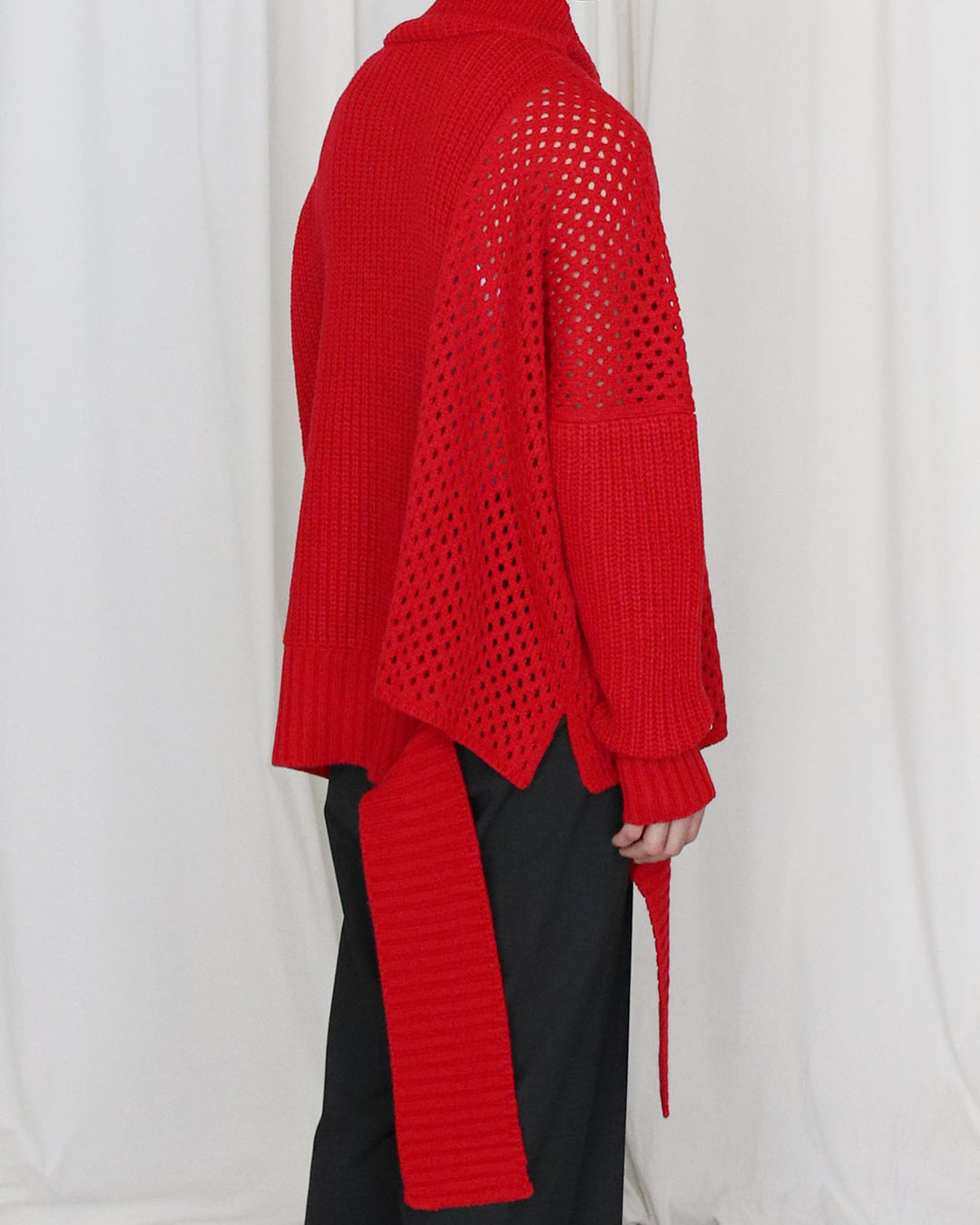 sulvam | Mesh asymmetry knit - red – FAB4 ONLINE STORE