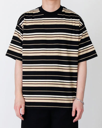 H/S CREW STRIPED - black - FAB4 ONLINE STORE