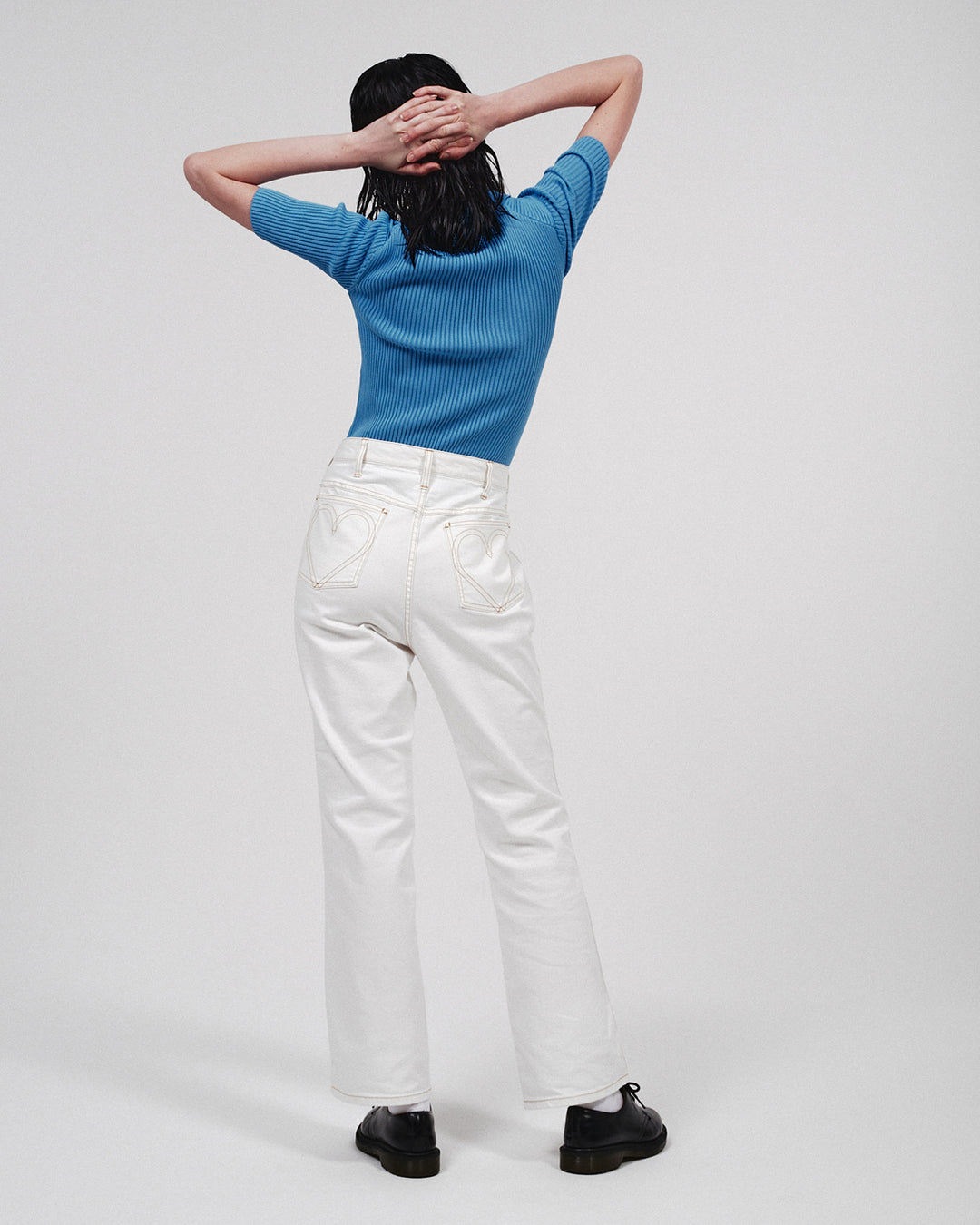 BASICKS | Heart Stitch White Organic Denim - white – FAB4 ONLINE STORE