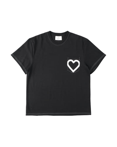 Super Fine Organic Heart Pocket T-Shirt - black