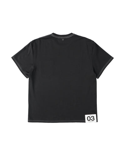 Super Fine Organic Heart Pocket T-Shirt - black