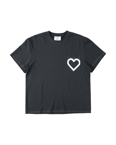 Super Fine Organic Heart Pocket T-Shirt - ink black - FAB4 ONLINE STORE