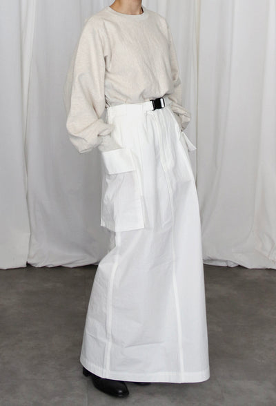 Cotton nylon dump military skirt - white