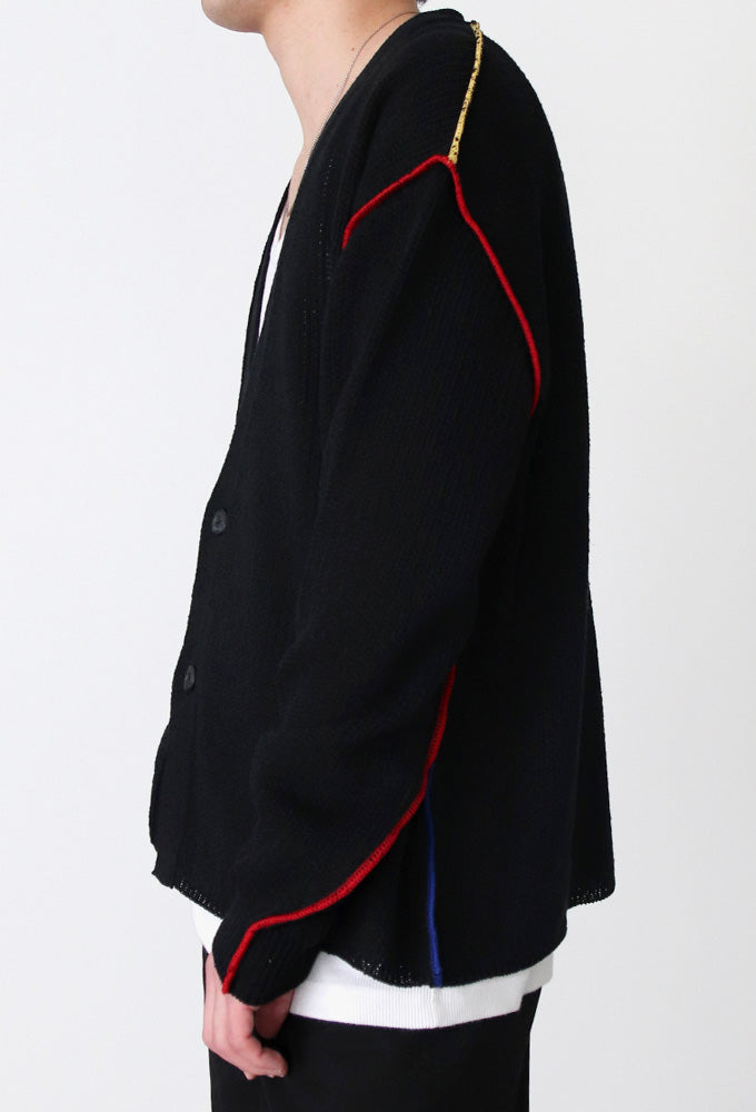 Color stitching cardigan / Knit (BLK)image
