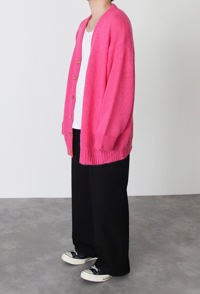 Wool mohair - Long cardigan - pink