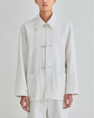 Linen Pigment Chinese JKT - white - FAB4 ONLINE STORE
