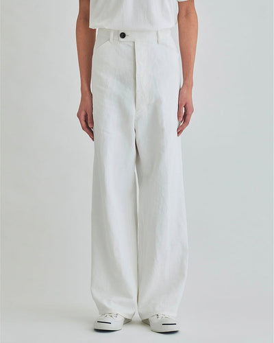 亚麻颜料工作裤 - 白色