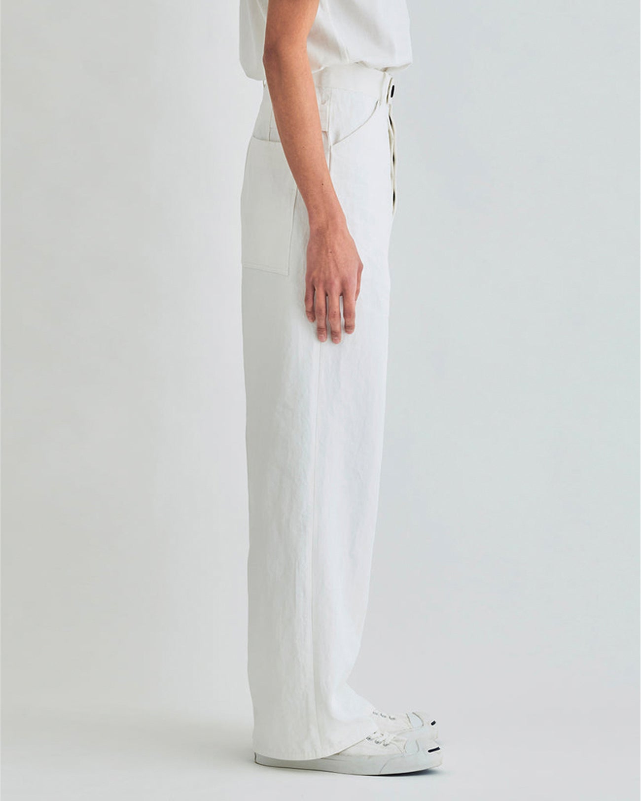 Linen Pigment Work Trousers - white