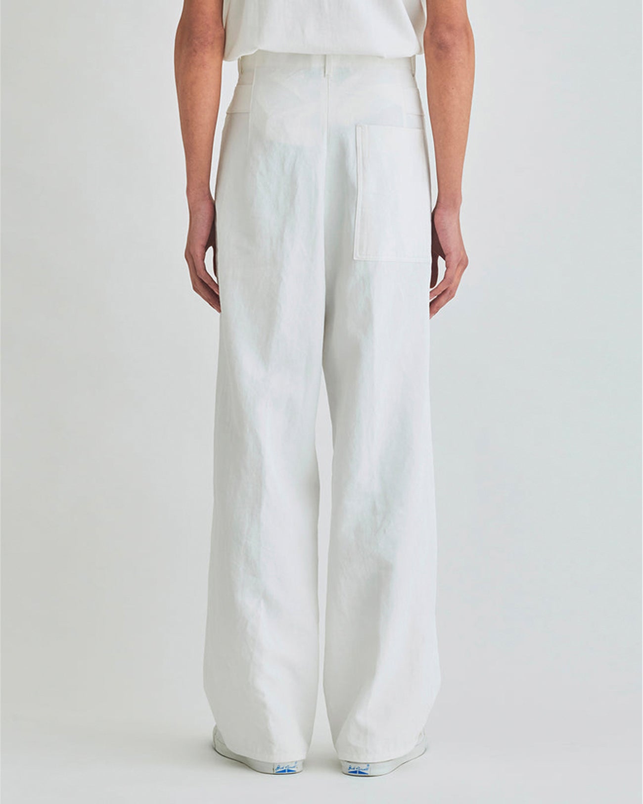 亚麻颜料工作裤 - 白色