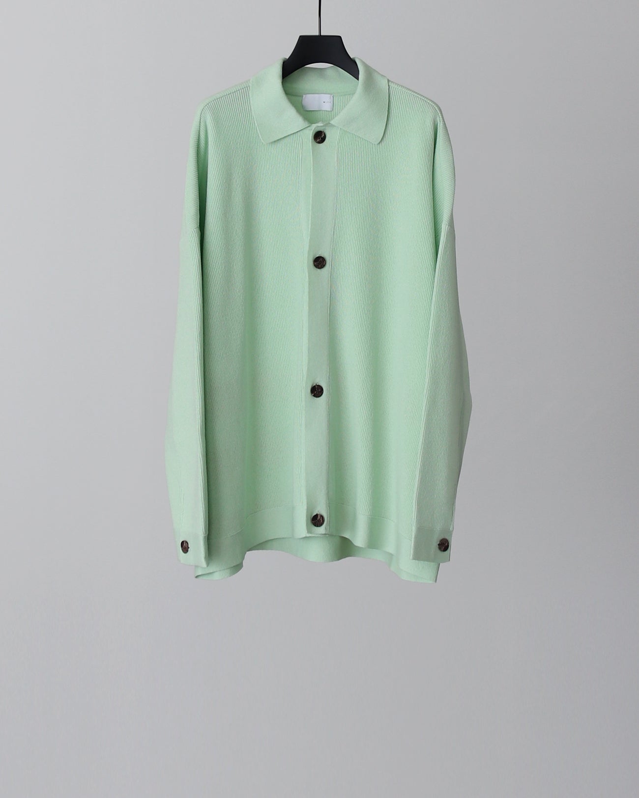 Oversize Knit Shirt Cardigan - mint × orange