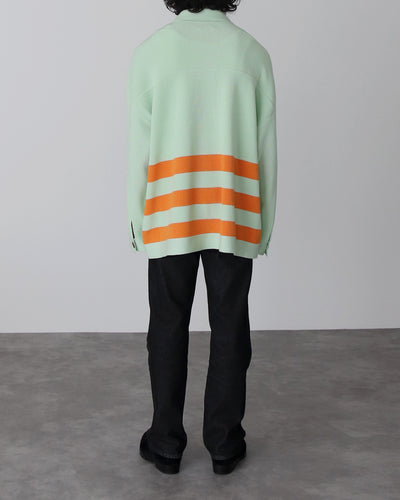 Oversize Knit Shirt Cardigan - mint × orange - FAB4 ONLINE STORE