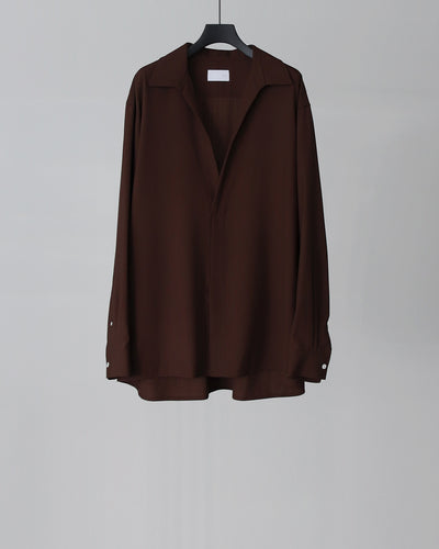 Pullover Shirt  / Super140's Wool - brown - FAB4 ONLINE STORE