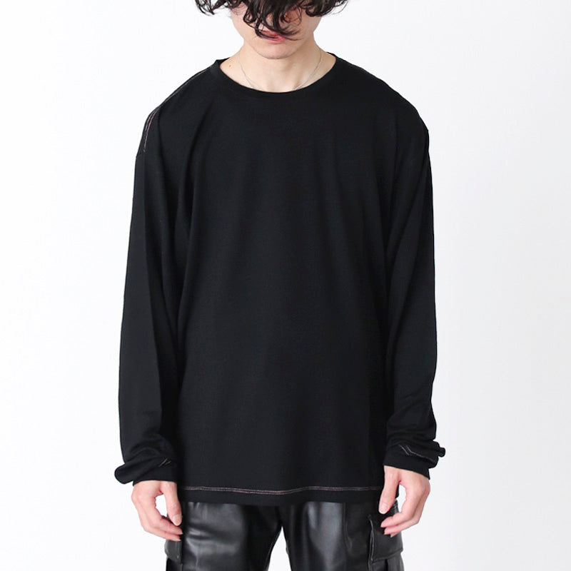 Super160's Washable Wool LS T-shirt (BLK)image