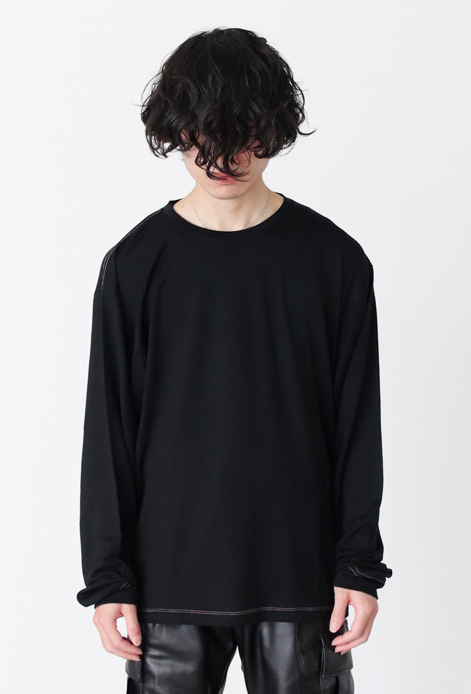 Super160's Washable Wool LS T-shirt (BLK)image