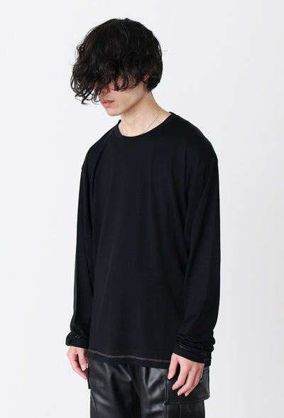 Super160's Washable Wool LS T-shirt (BLK)image