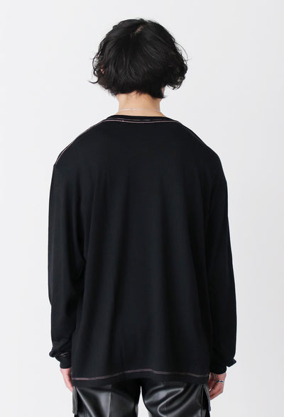 Super160's Washable Wool LS T-shirt (BLK)image