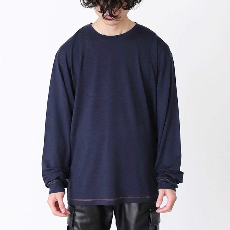 Super160's Washable Wool LS T-shirt (NVY)image