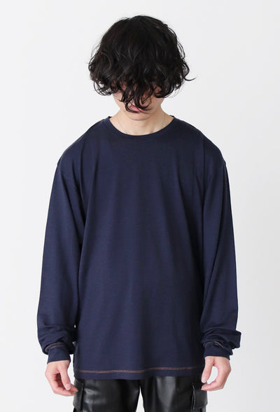 Super160's Washable Wool LS T-shirt (NVY)image