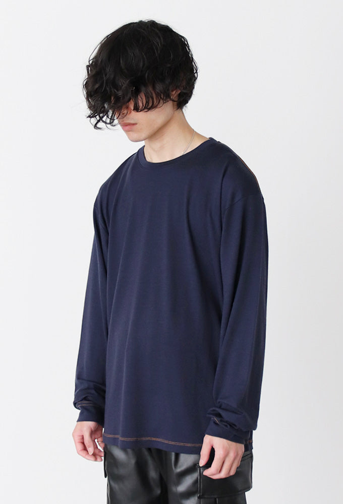 Super160's Washable Wool LS T-shirt (NVY)image