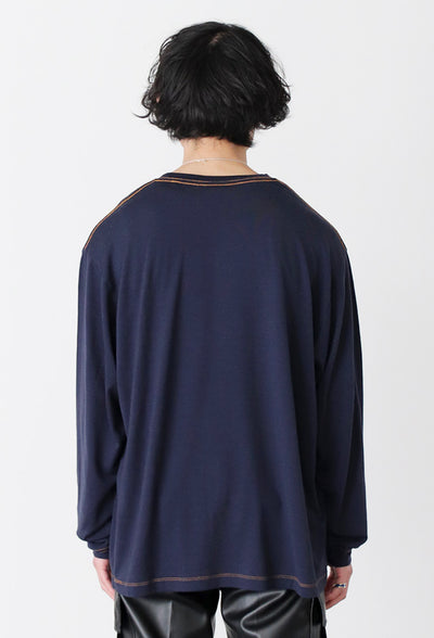 Super160's Washable Wool LS T-shirt (NVY)image