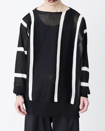 Asymmetry knit (BLK×WHT) - FAB4 ONLINE STORE