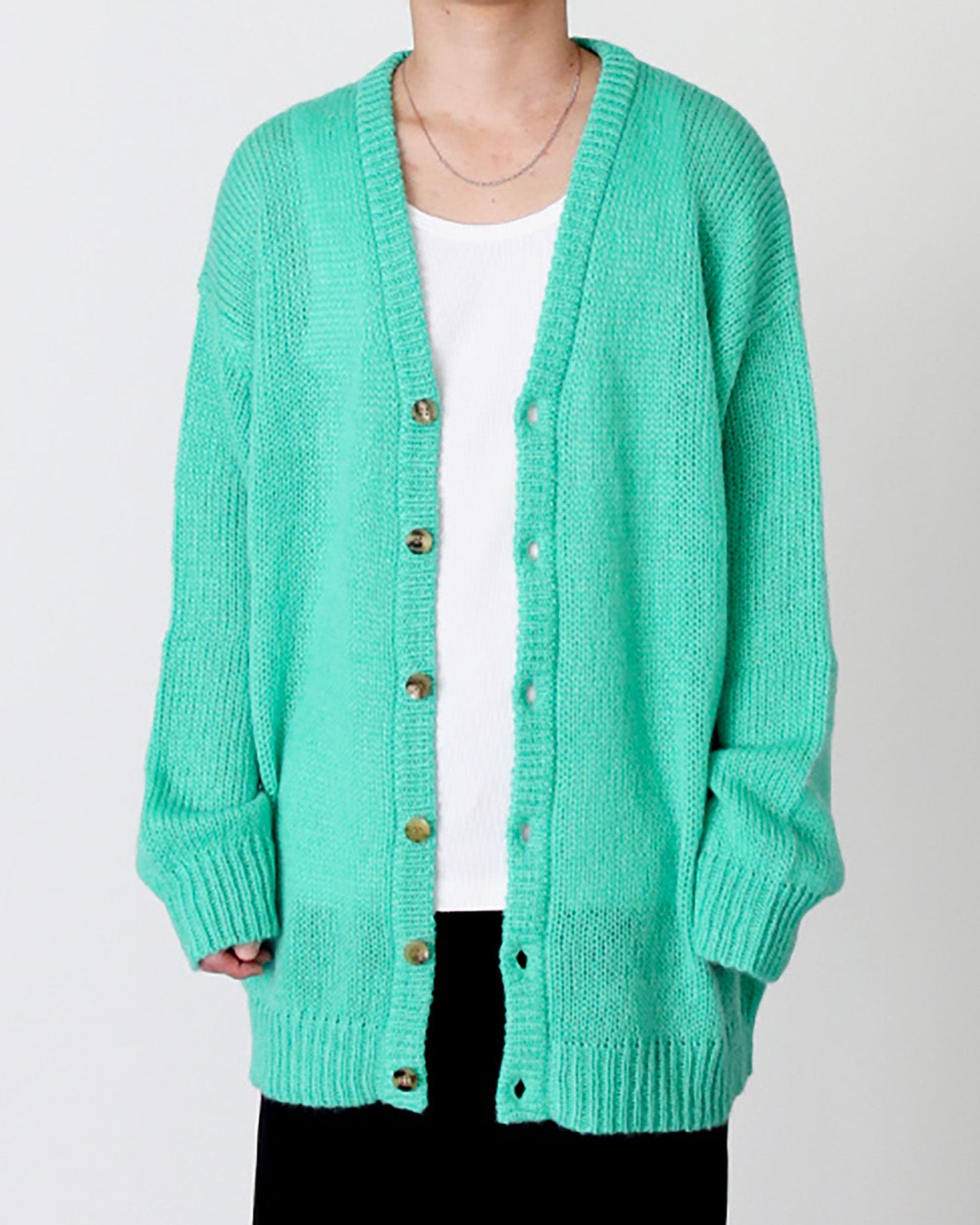 Wool mohair -  Long  cardigan - green - FAB4 ONLINE STORE