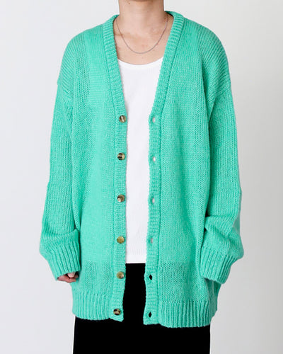 Wool mohair - Long cardigan - green